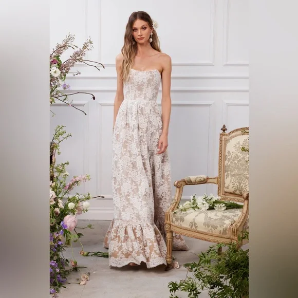 NEW NWT V. Chapman Charlotte Lace Strapless Maxi Gown Anthropologie - Picture 2 of 10